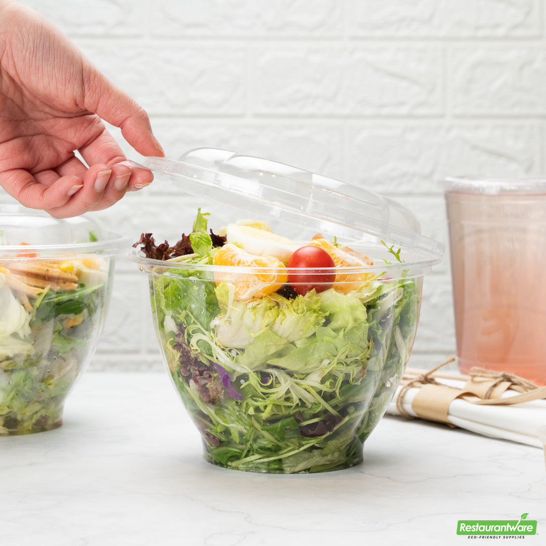 Wholesale Restaurantware Thermo Tek Clear Plastic Ergo-Grip Bowl Lid - Fits 24 / 32 / 48 Oz- Bulk