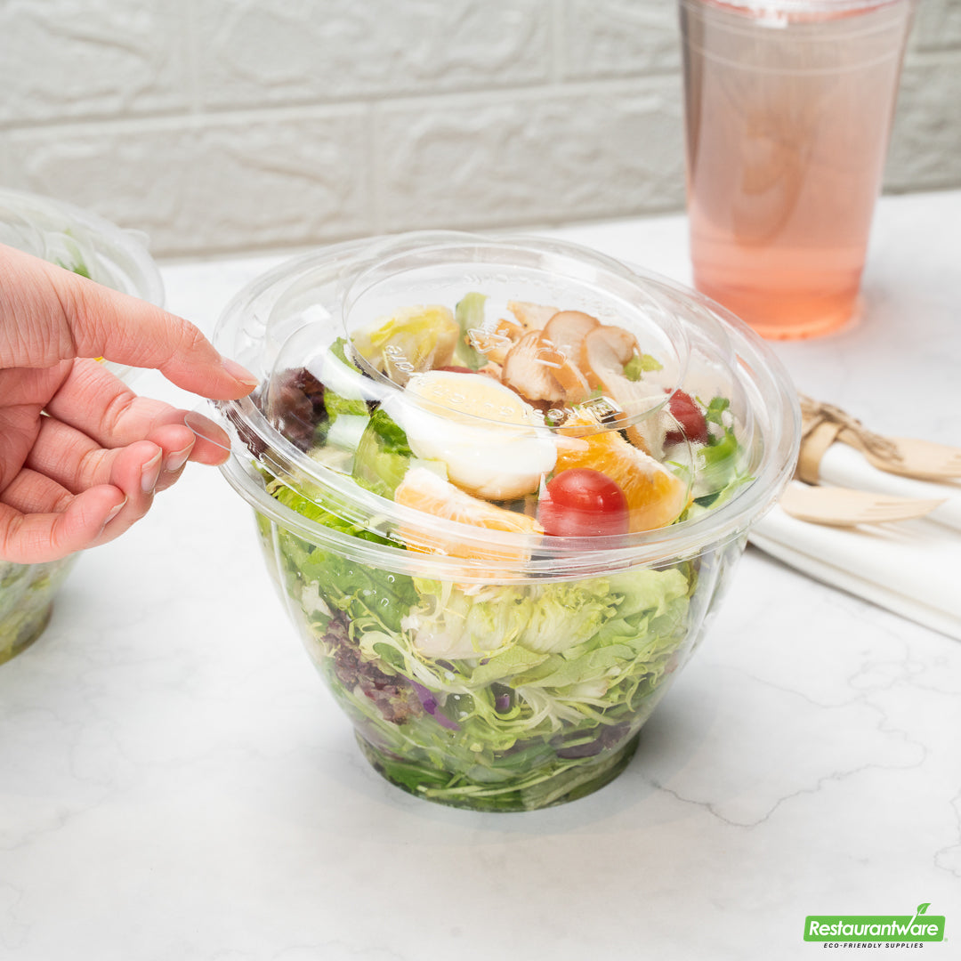 Wholesale Restaurantware Thermo Tek Clear Plastic Ergo-Grip Bowl Lid - Fits 24 / 32 / 48 Oz- Bulk