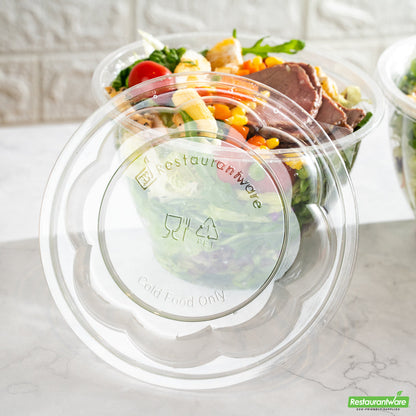Wholesale Restaurantware Thermo Tek Clear Plastic Ergo-Grip Bowl Lid - Fits 24 / 32 / 48 Oz- Bulk