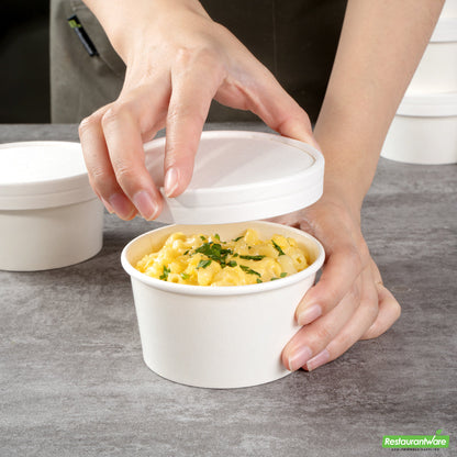 Wholesale Restaurantware Coppetta Round White Paper To Go Cup Lid - Fits 8 oz- Bulk