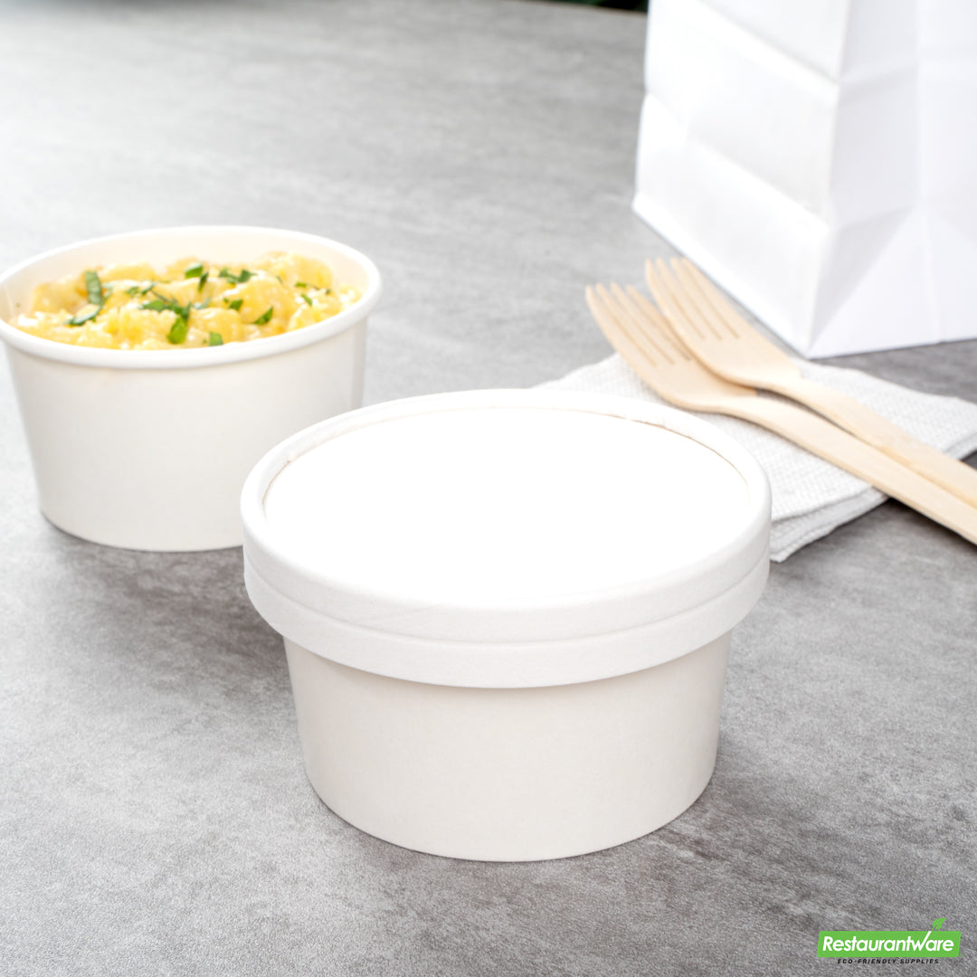 Wholesale Restaurantware Coppetta Round White Paper To Go Cup Lid - Fits 8 oz- Bulk