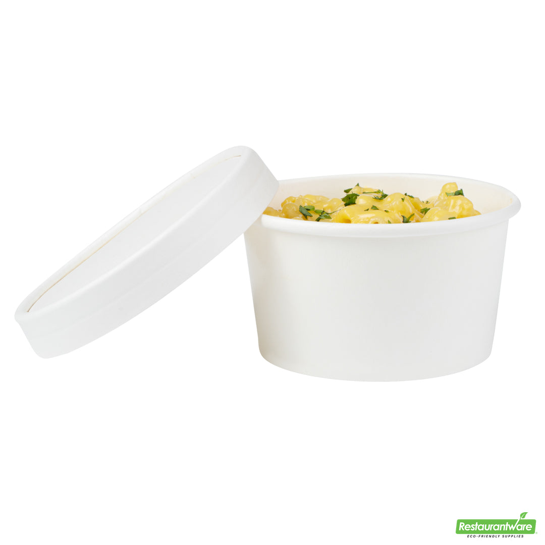 Wholesale Restaurantware Coppetta Round White Paper To Go Cup Lid - Fits 8 oz- Bulk
