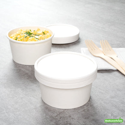 Wholesale Restaurantware Coppetta Round White Paper To Go Cup Lid - Fits 8 oz- Bulk