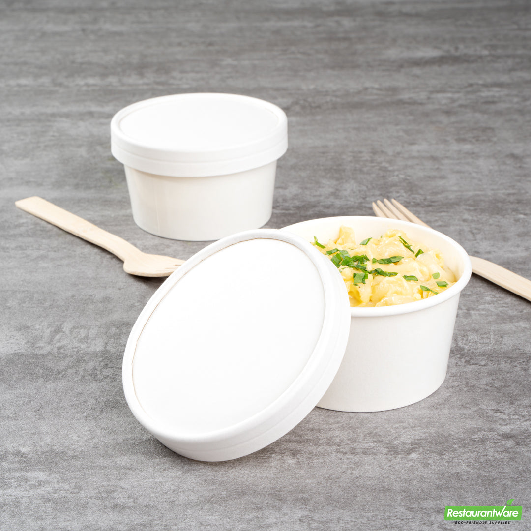 Wholesale Restaurantware Coppetta Round White Paper To Go Cup Lid - Fits 8 oz- Bulk