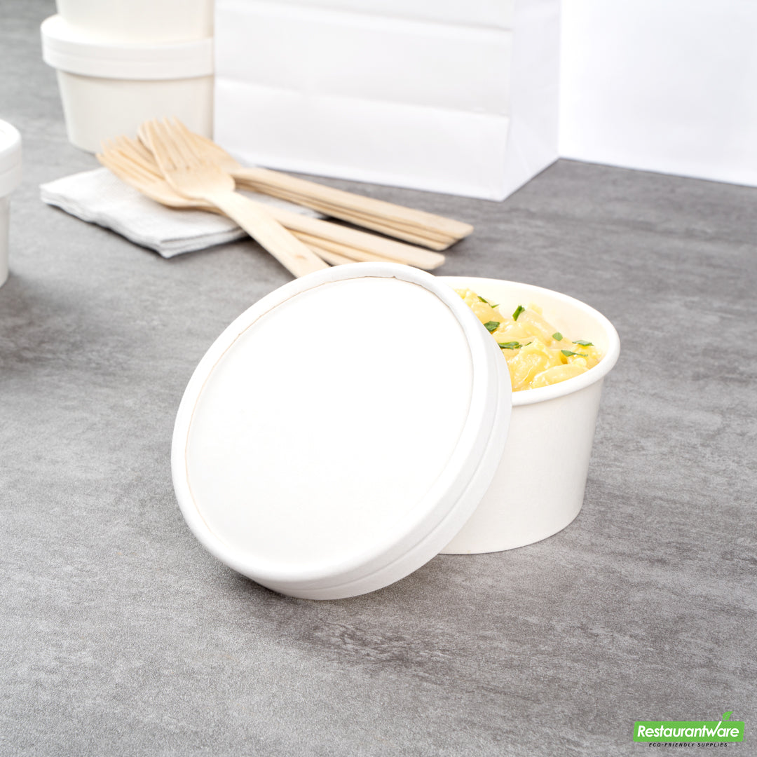 Wholesale Restaurantware Coppetta Round White Paper To Go Cup Lid - Fits 8 oz- Bulk