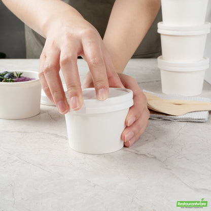 Wholesale Restaurantware Coppetta Round White Paper to Go Cup Lid - Fits 4 Oz- Bulk