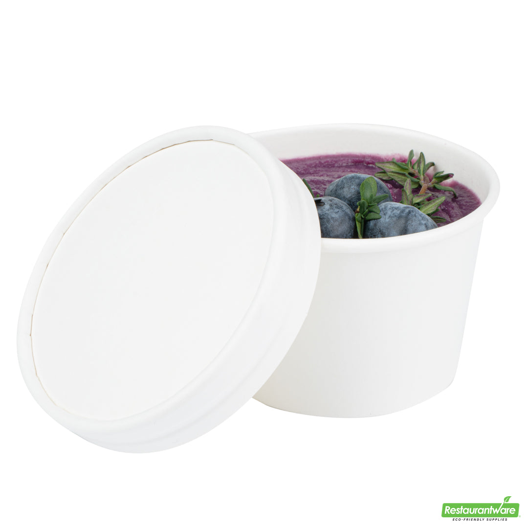 Wholesale Restaurantware Coppetta Round White Paper to Go Cup Lid - Fits 4 Oz- Bulk