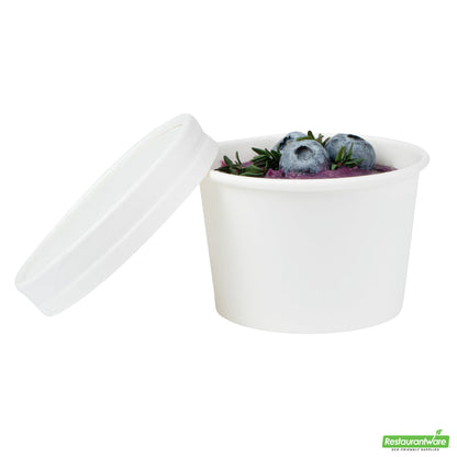 Wholesale Restaurantware Coppetta Round White Paper to Go Cup Lid - Fits 4 Oz- Bulk