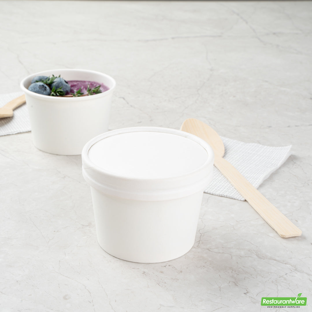 Wholesale Restaurantware Coppetta Round White Paper to Go Cup Lid - Fits 4 Oz- Bulk