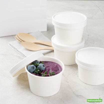 Wholesale Restaurantware Coppetta Round White Paper to Go Cup Lid - Fits 4 Oz- Bulk