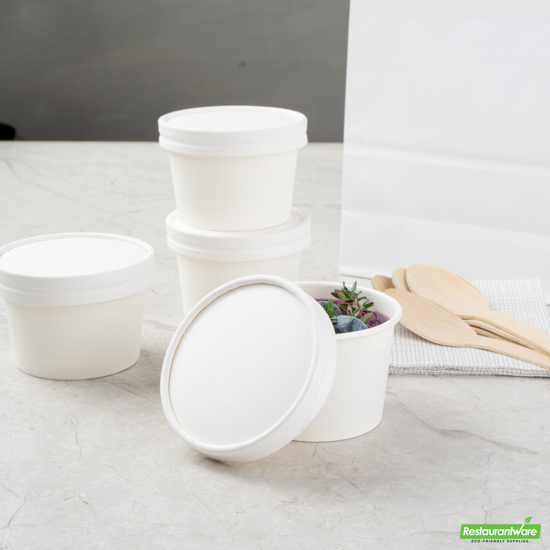 Wholesale Restaurantware Coppetta Round White Paper to Go Cup Lid - Fits 4 Oz- Bulk