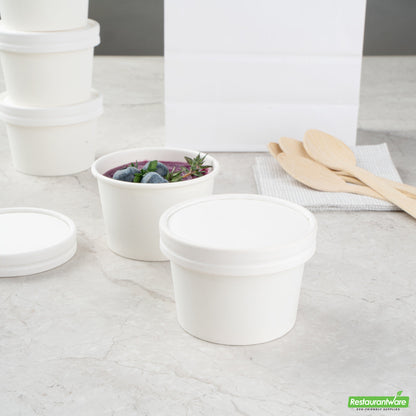 Wholesale Restaurantware Coppetta Round White Paper to Go Cup Lid - Fits 4 Oz- Bulk