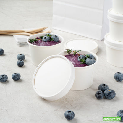 Wholesale Restaurantware Coppetta Round White Paper to Go Cup Lid - Fits 4 Oz- Bulk