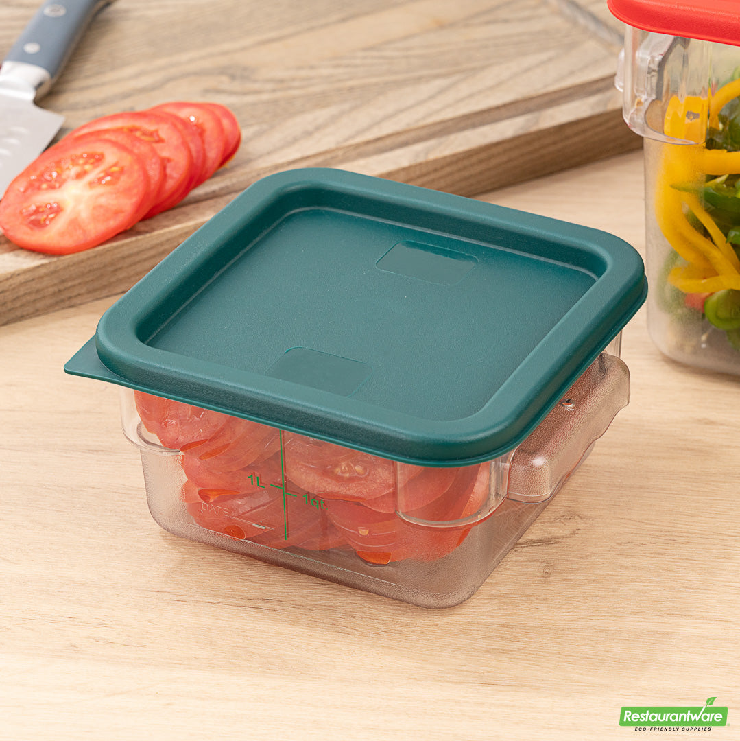 Wholesale Restaurantware Met Lux Square Green Plastic Food Storage Container Lid - Fits 2 and 4 Qt- Bulk