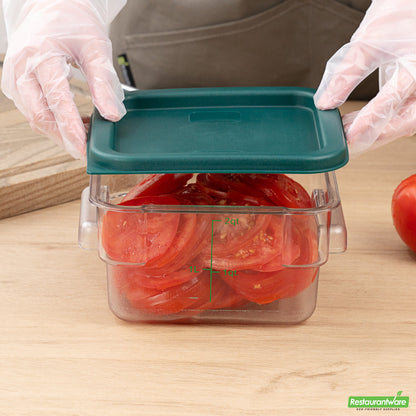 Wholesale Restaurantware Met Lux Square Green Plastic Food Storage Container Lid - Fits 2 and 4 Qt- Bulk