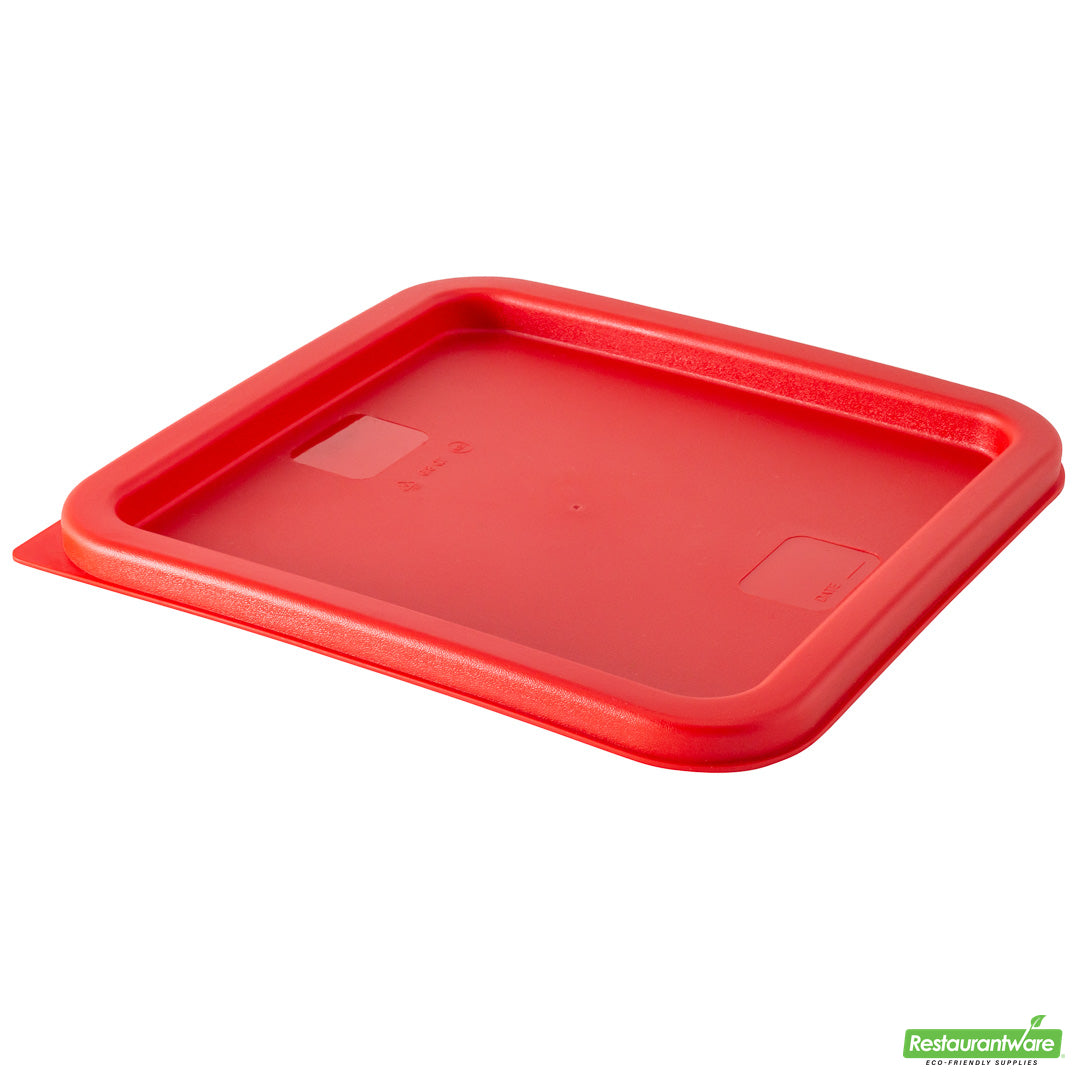 Wholesale Restaurantware Met Lux Square Red Plastic Food Storage Container Lid - Fits 6 and 8 Qt- Bulk