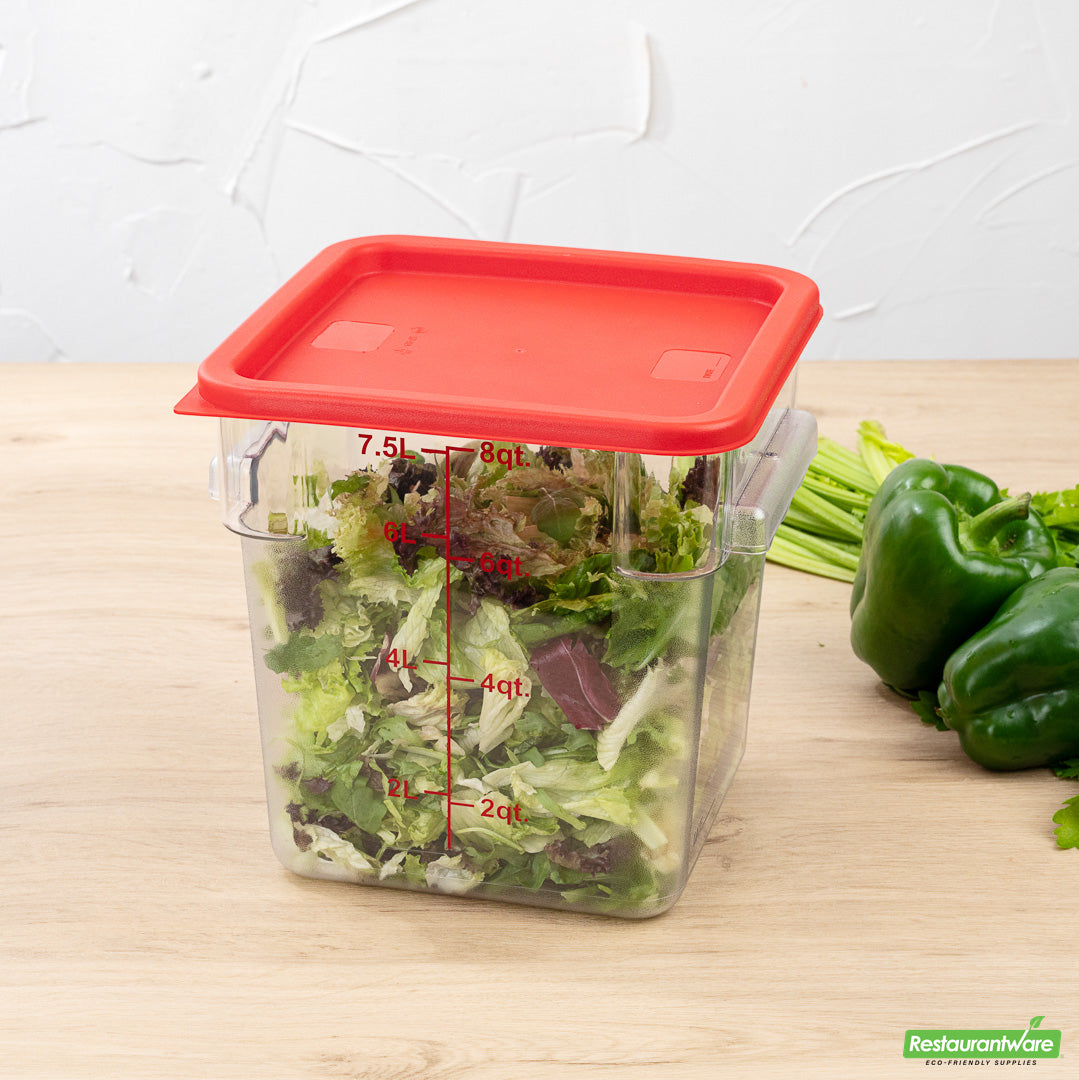 Wholesale Restaurantware Met Lux Square Red Plastic Food Storage Container Lid - Fits 6 and 8 Qt- Bulk