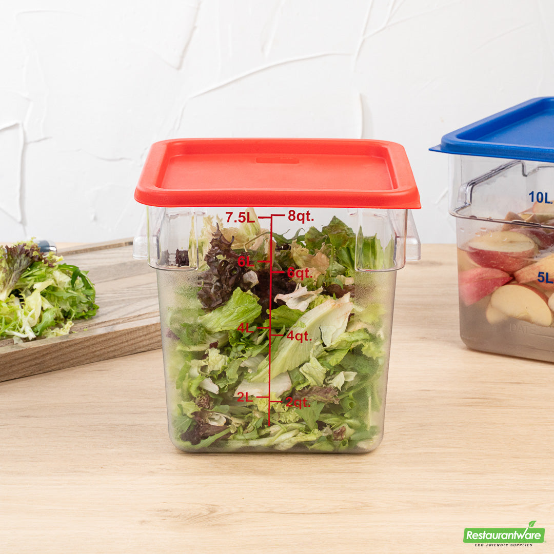 Wholesale Restaurantware Met Lux Square Red Plastic Food Storage Container Lid - Fits 6 and 8 Qt- Bulk