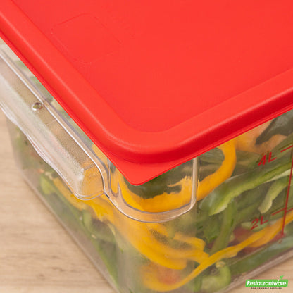 Wholesale Restaurantware Met Lux Square Red Plastic Food Storage Container Lid - Fits 6 and 8 Qt- Bulk