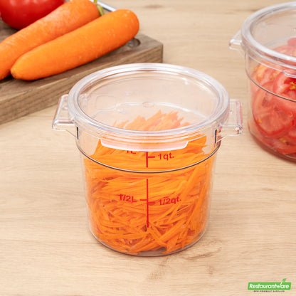 Wholesale Restaurantware Met Lux 1 qt Round Clear Plastic Food Storage Container Lid - Fits 1 qt- Bulk
