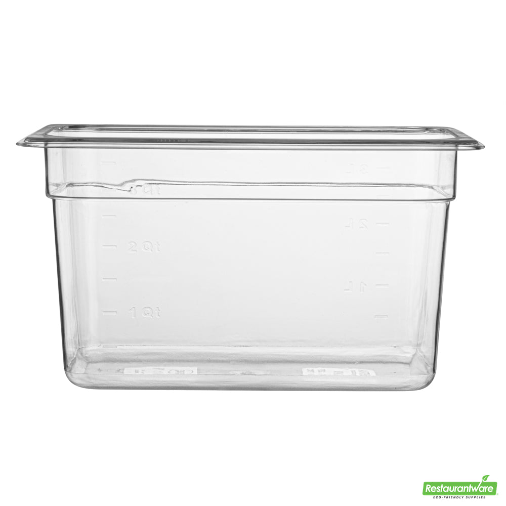 Wholesale Restaurantware Met Lux Rectangle Clear Plastic 1/4 Size Cold Food Storage Container - 6 Depth- Bulk