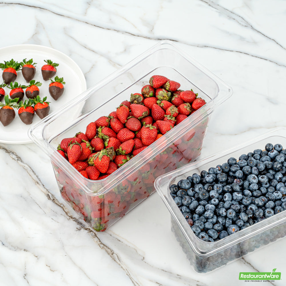 Wholesale Restaurantware Met Lux Rectangle Clear Plastic 1/3 Size Cold Food Storage Container - 8 Depth- Bulk