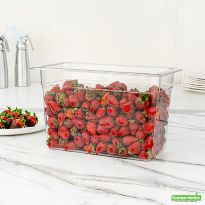 Wholesale Restaurantware Met Lux Rectangle Clear Plastic 1/3 Size Cold Food Storage Container - 8 Depth- Bulk