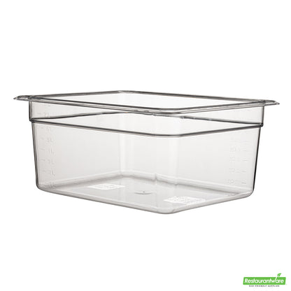 Wholesale Restaurantware Met Lux Rectangle Clear Plastic 1/2 Size Cold Food Storage Container - 6" Depth- Bulk