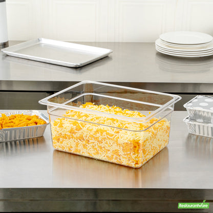 Wholesale Restaurantware Met Lux Rectangle Clear Plastic 1/2 Size Cold Food Storage Container - 6" Depth- Bulk