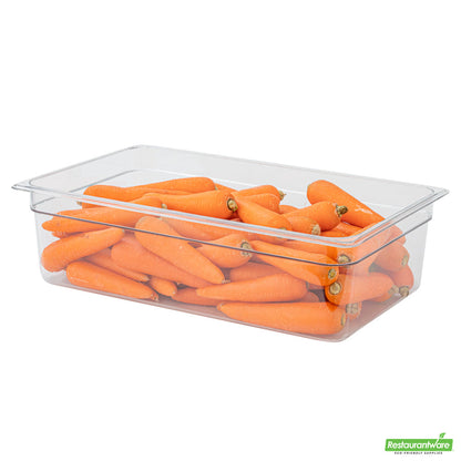 Wholesale Restaurantware Met Lux Rectangle Clear Plastic Full Size Cold Food Storage Container - 6" Depth- Bulk