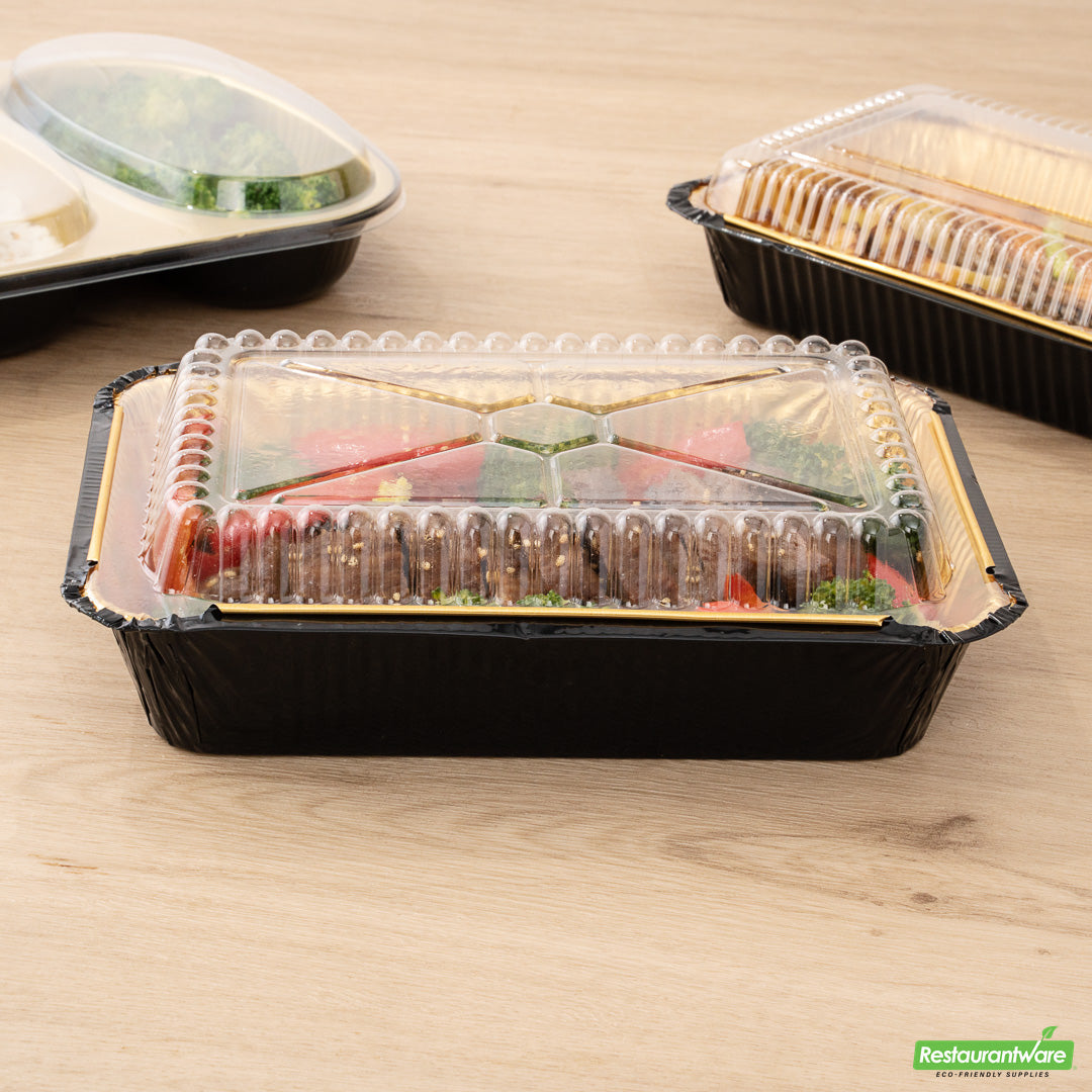 Wholesale Restaurantware Foil Lux Rectangle Clear Plastic Lid - Fits 41 Oz Container- Bulk