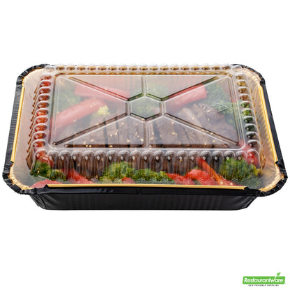 Wholesale Restaurantware Foil Lux Rectangle Clear Plastic Lid - Fits 41 Oz Container- Bulk