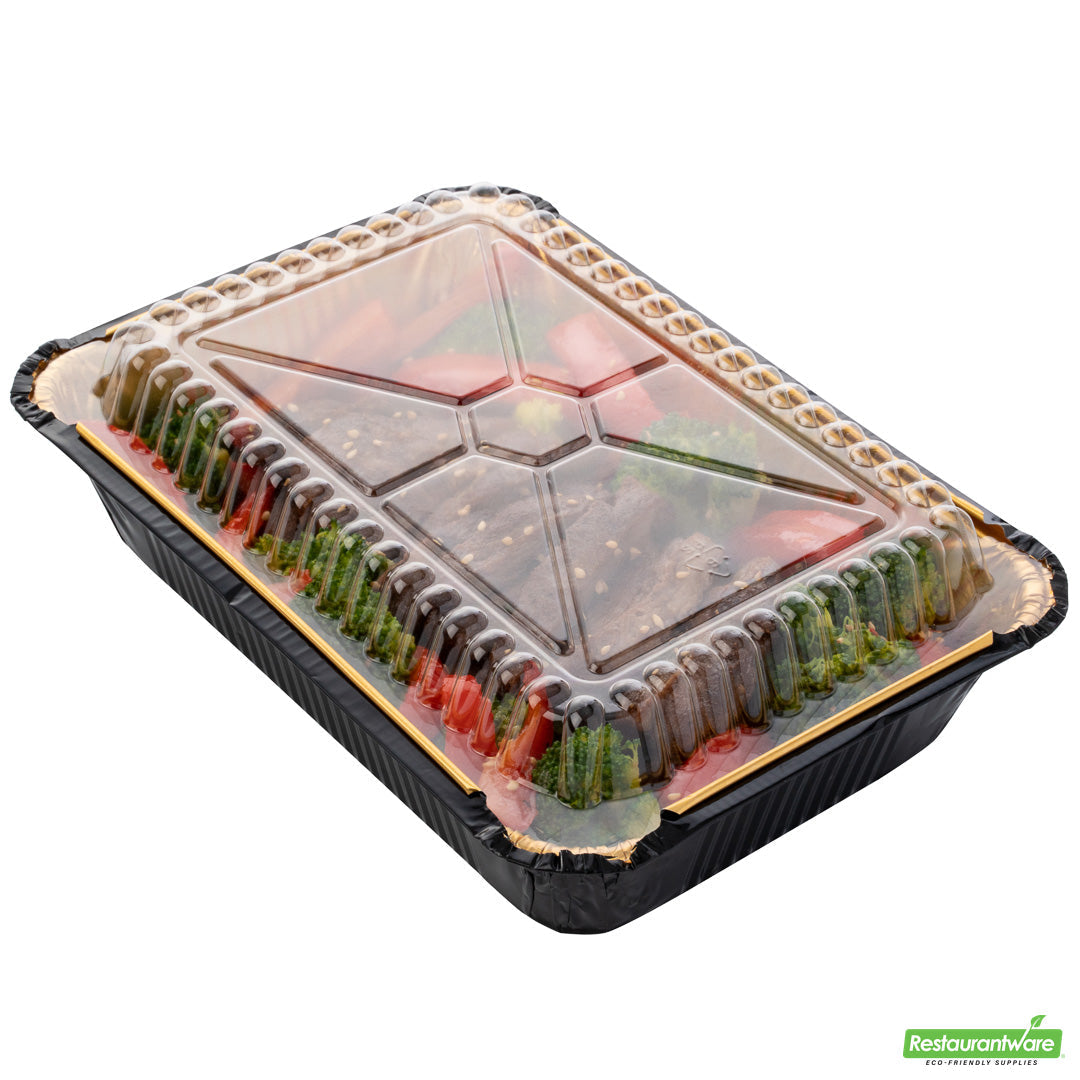 Wholesale Restaurantware Foil Lux Rectangle Clear Plastic Lid - Fits 41 Oz Container- Bulk