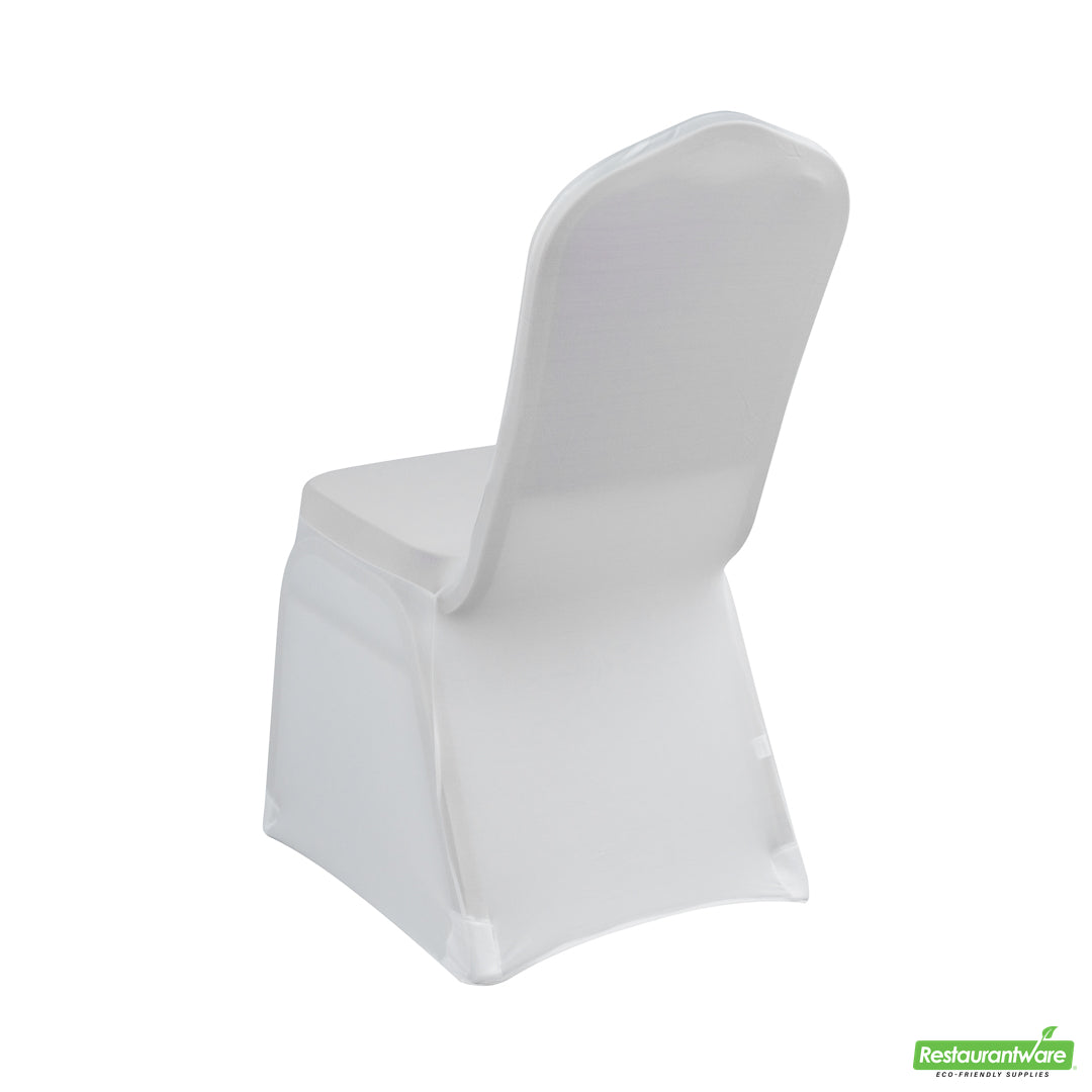Wholesale Restaurantware Table Tek White Spandex Banquet Chair Cover - Universal, Stretch- Bulk