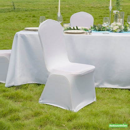 Wholesale Restaurantware Table Tek White Spandex Banquet Chair Cover - Universal, Stretch- Bulk