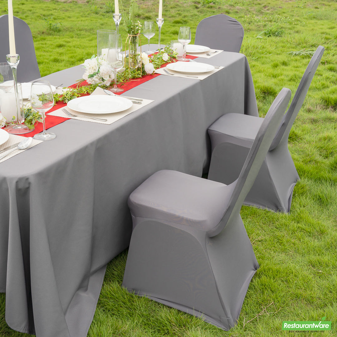 Wholesale Restaurantware Table Tek Gray Spandex Banquet Chair Cover - Universal, Stretch- Bulk