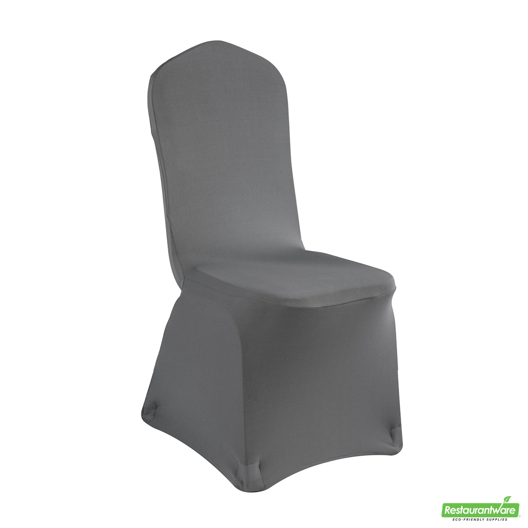 Wholesale Restaurantware Table Tek Gray Spandex Banquet Chair Cover - Universal, Stretch- Bulk