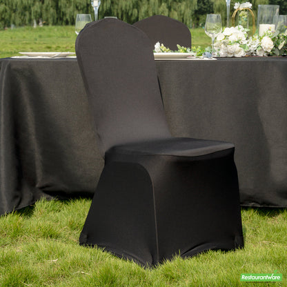Wholesale Restaurantware Table Tek Black Spandex Banquet Chair Cover - Universal, Stretch- Bulk