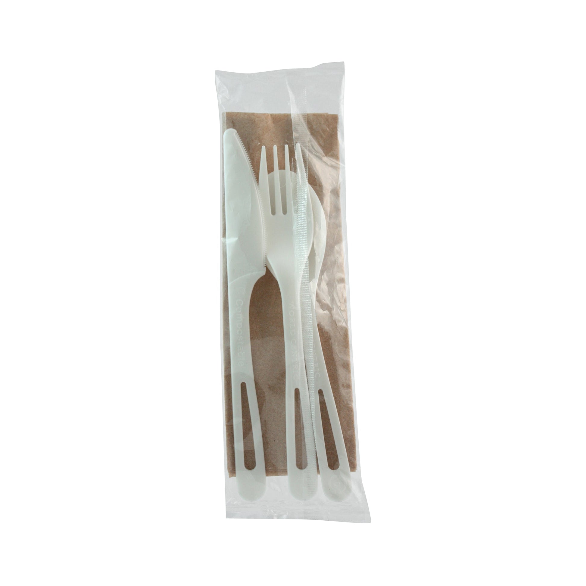 Wholesale World Centric Cutlery Kit Knife Fork Spoon Napkin- Bulk