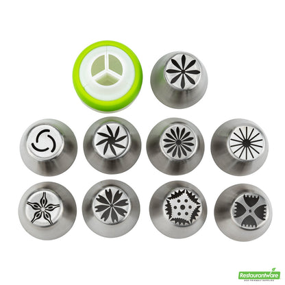 Wholesale Restaurantware Pastry Tek Stainless Steel Russian Piping Tip Decorating Set - 20-Piece- Bulk