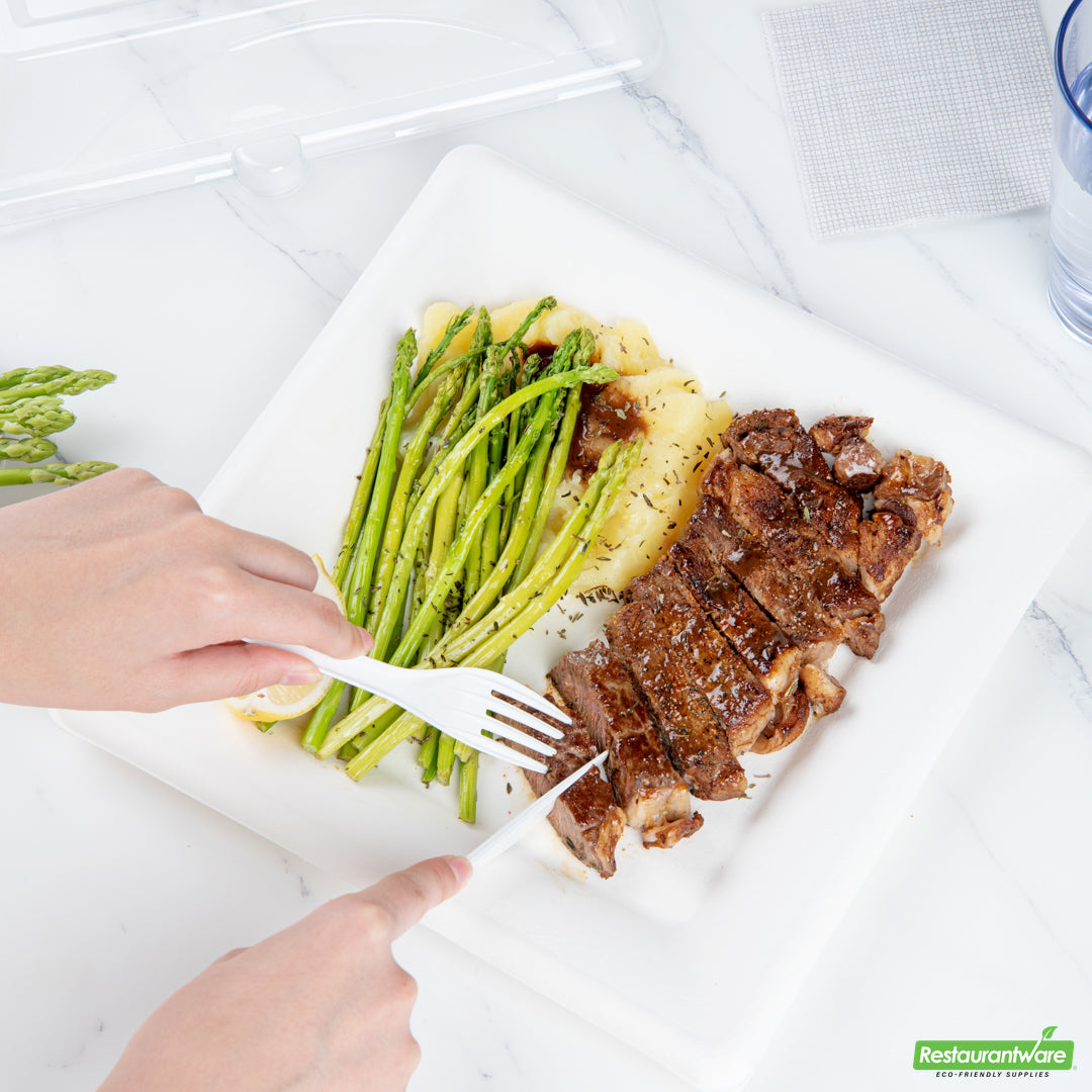 Wholesale Restaurantware Pulp Safe Square Clear Plastic Dome Lid - Fits Sugarcane / Bagasse Large Plate- Bulk