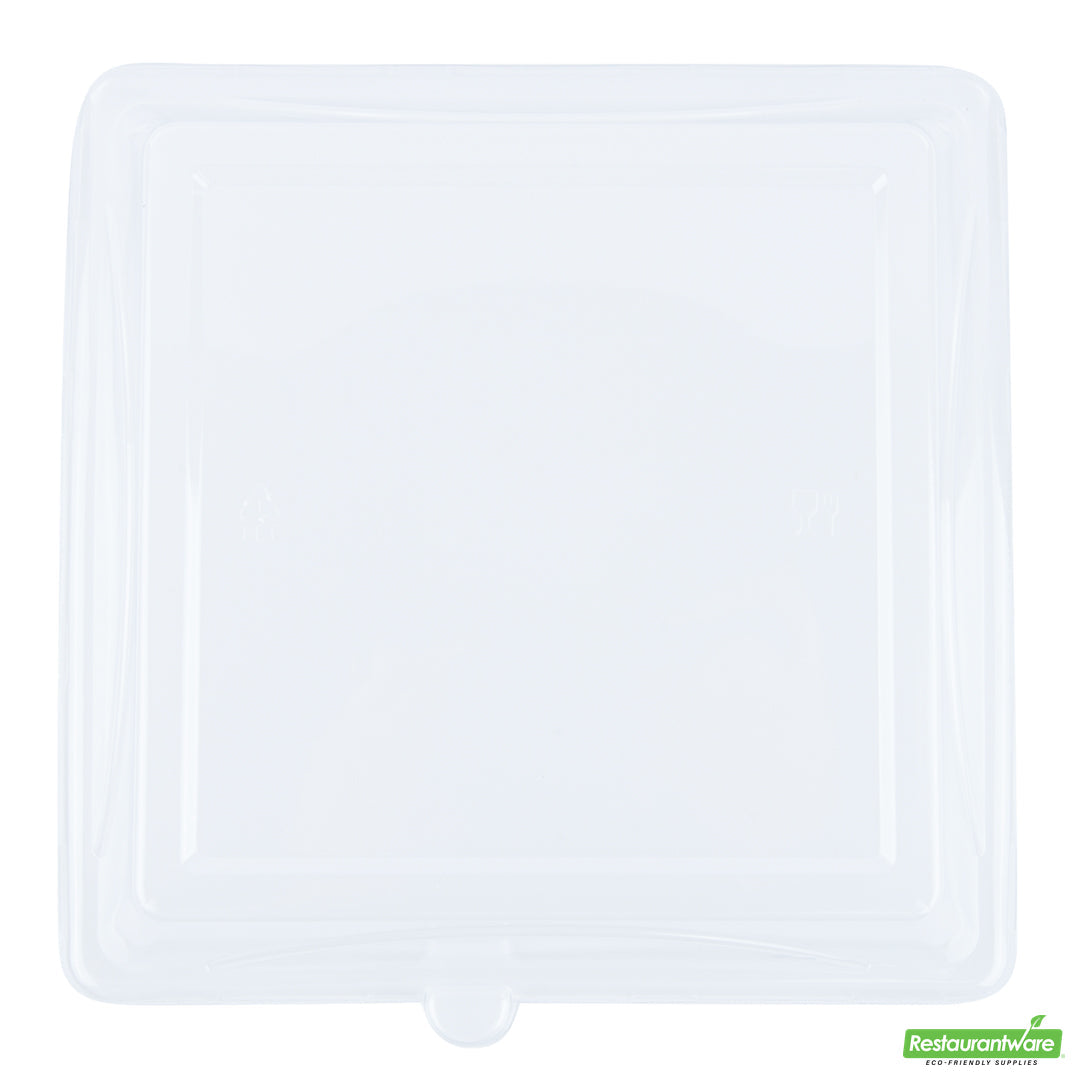 Wholesale Restaurantware Pulp Safe Square Clear Plastic Dome Lid - Fits Sugarcane / Bagasse Large Plate- Bulk