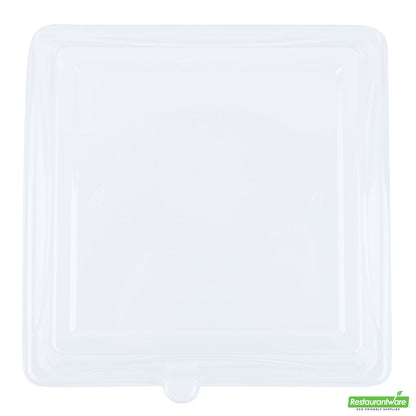 Wholesale Restaurantware Pulp Safe Square Clear Plastic Dome Lid - Fits Sugarcane / Bagasse Large Plate- Bulk