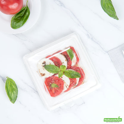 Wholesale Restaurantware Pulp Tek Square Clear Plastic Dome Lid - Fits Sugarcane / Bagasse Small Plate- Bulk