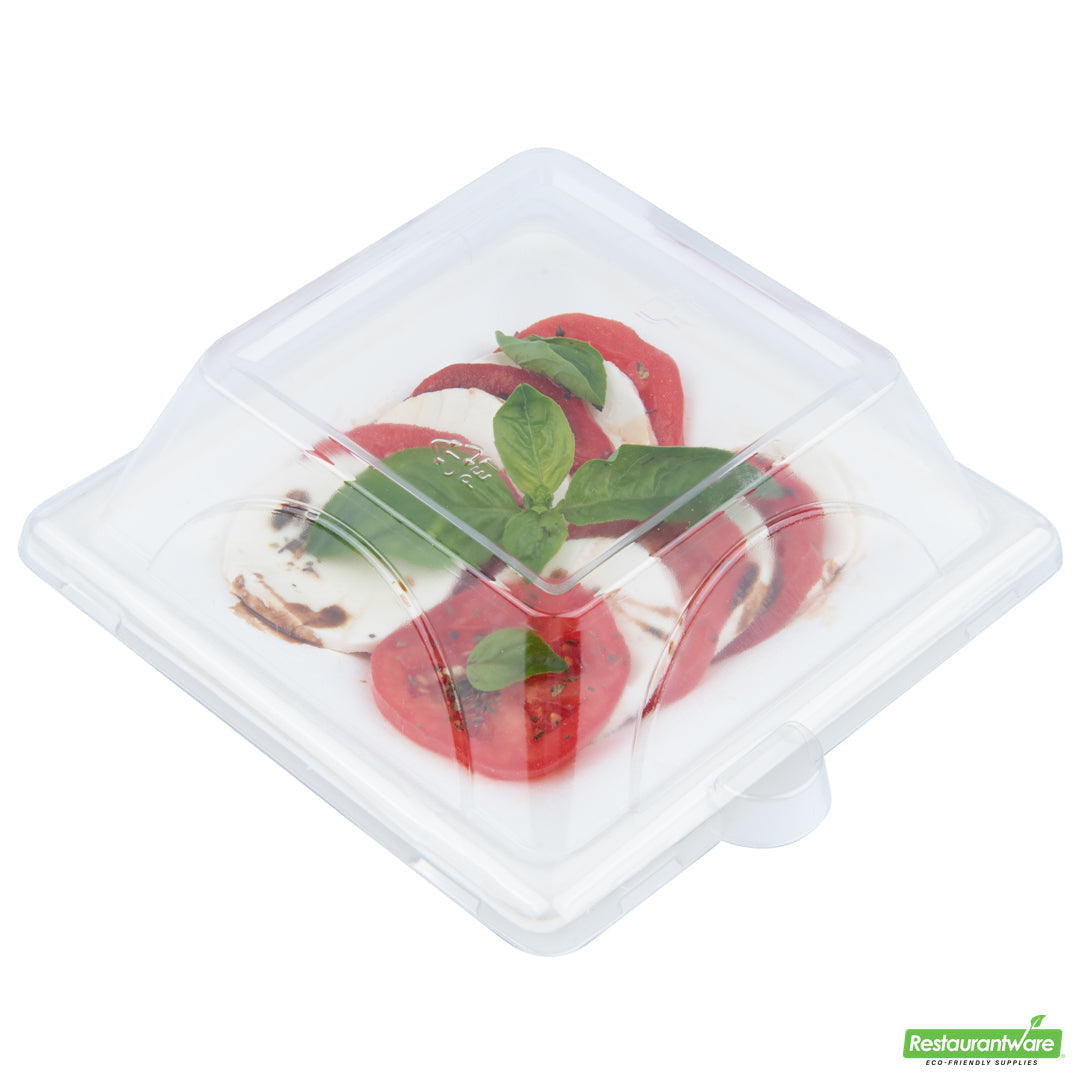 Wholesale Restaurantware Pulp Tek Square Clear Plastic Dome Lid - Fits Sugarcane / Bagasse Small Plate- Bulk