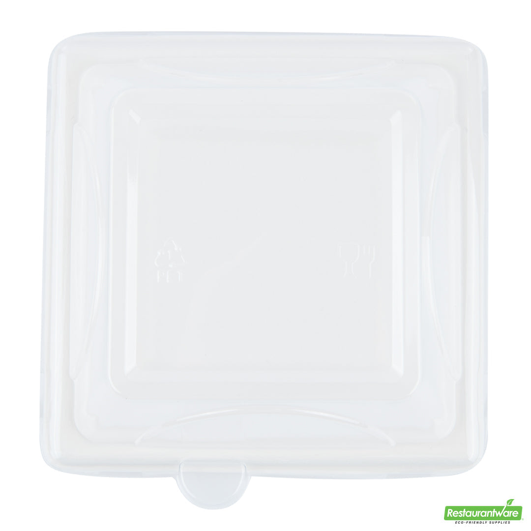 Wholesale Restaurantware Pulp Tek Square Clear Plastic Dome Lid - Fits Sugarcane / Bagasse Small Plate- Bulk
