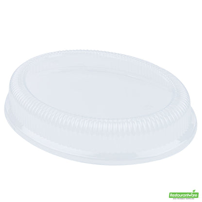 Wholesale Restaurantware Pulp Safe Oval Clear Plastic Ripple Dome Lid - Fits Sugarcane / Bagasse Large Plate- Bulk
