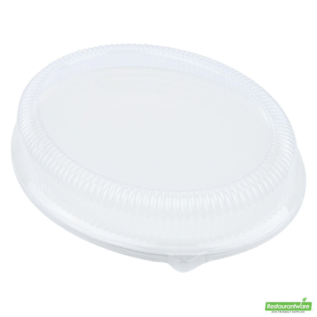 Wholesale Restaurantware Pulp Safe Oval Clear Plastic Ripple Dome Lid - Fits Sugarcane / Bagasse Large Plate- Bulk