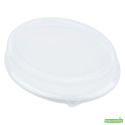 Wholesale Restaurantware Pulp Safe Oval Clear Plastic Ripple Dome Lid - Fits Sugarcane / Bagasse Large Plate- Bulk