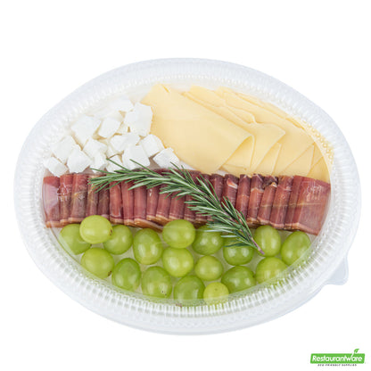 Wholesale Restaurantware Pulp Safe Oval Clear Plastic Ripple Dome Lid - Fits Sugarcane / Bagasse Large Plate- Bulk